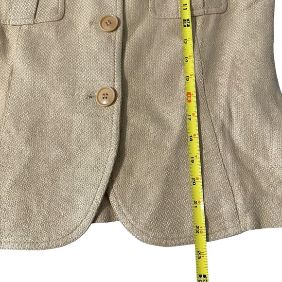 Zara Woman 100% Flax Linen Button Up Jacket Safari Style Tan Pockets Size 8 EUC - Picture 5 of 6